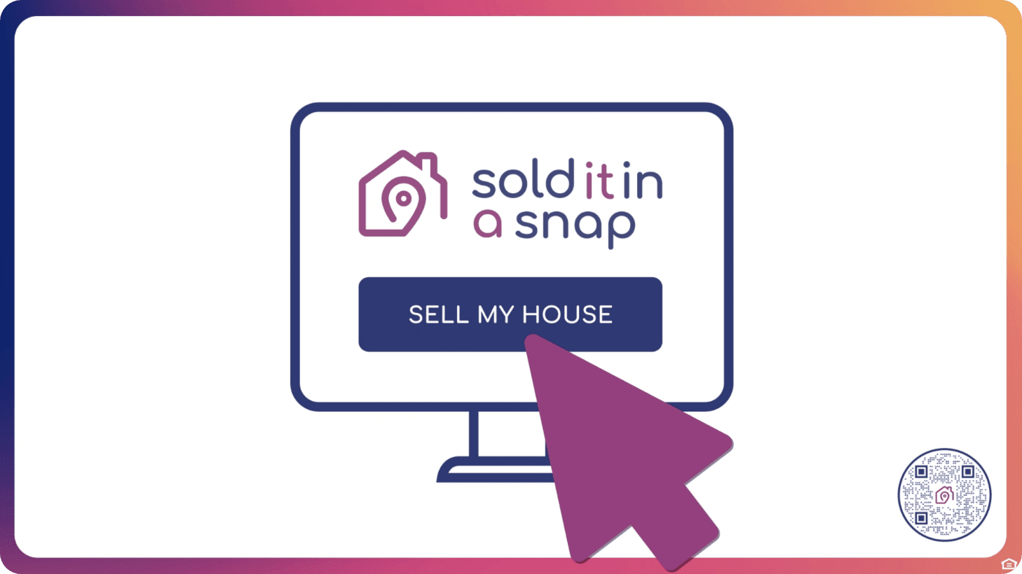 Computer screen graphic with Sold It In A Snap sell my house button